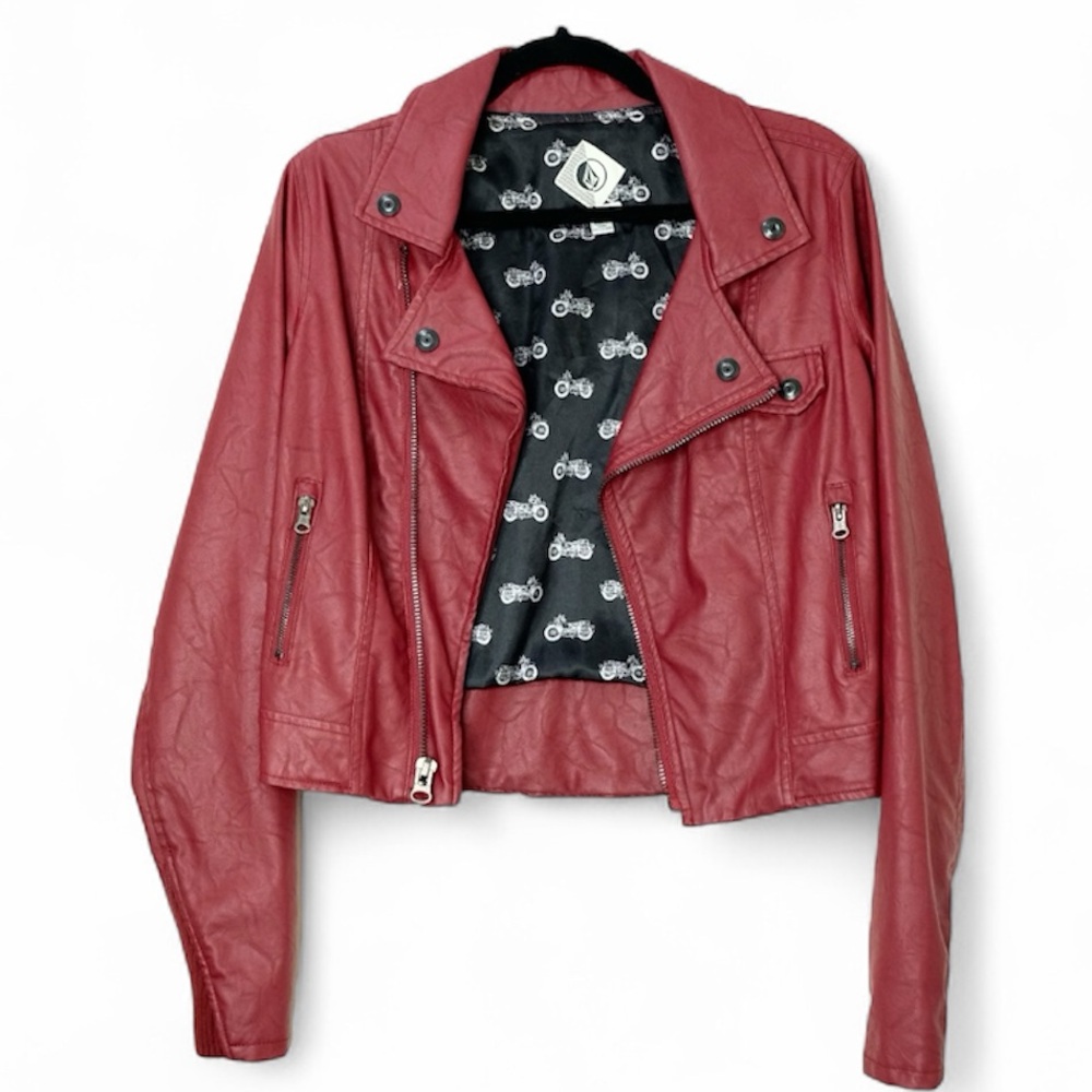 Women's Red Faux Leather Jacket